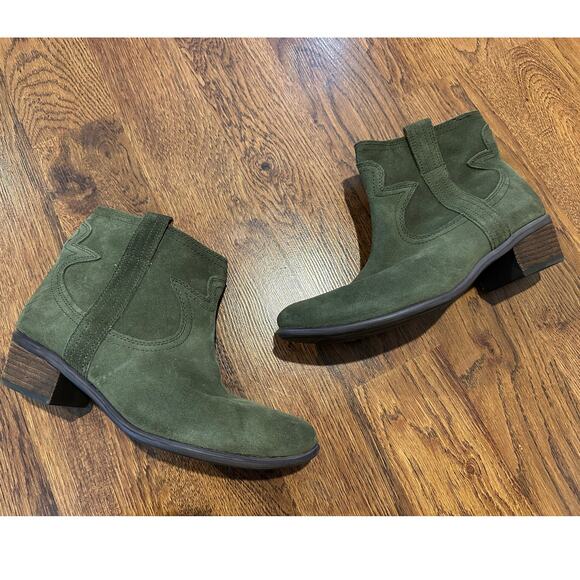 Lucky Brand Women's Terra Western Boot - Olive Green Suede, Sz 9.5 Western Chic - Picture 1 of 9